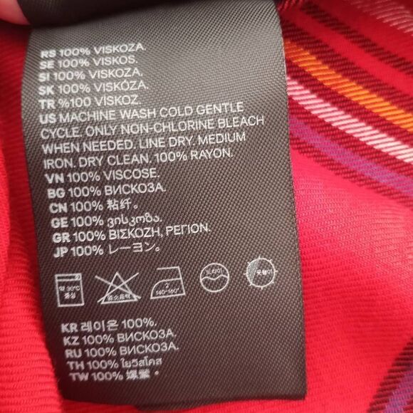 H&M RED PLAID BUTTON DOWN SHIRT SZ.XS EUC - Picture 6 of 6